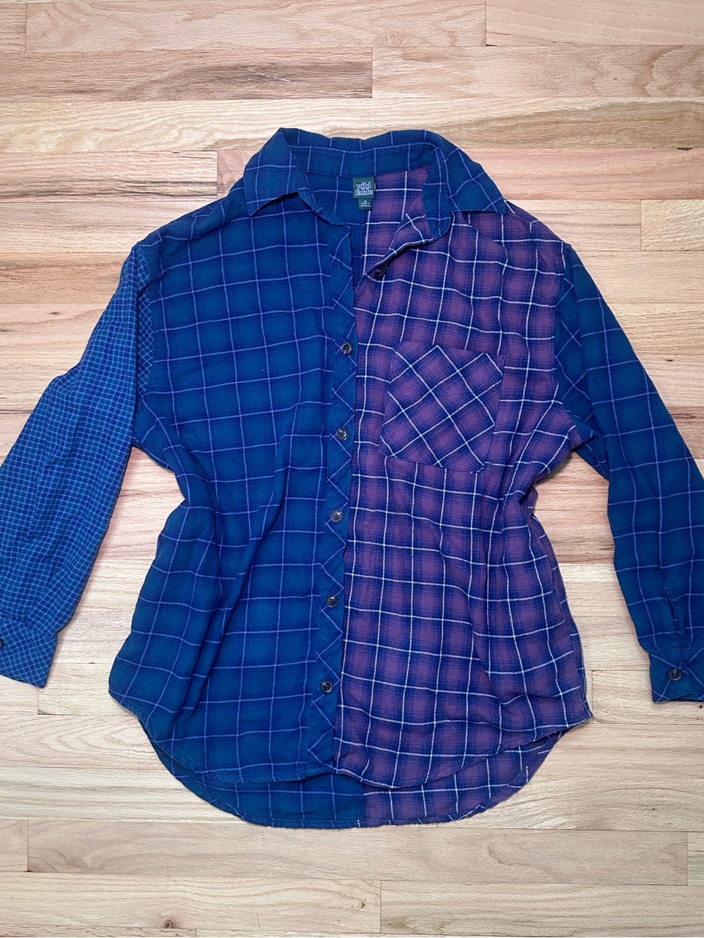 Wild Fable Two-Tone Spliced Plaid Flannel Shirt